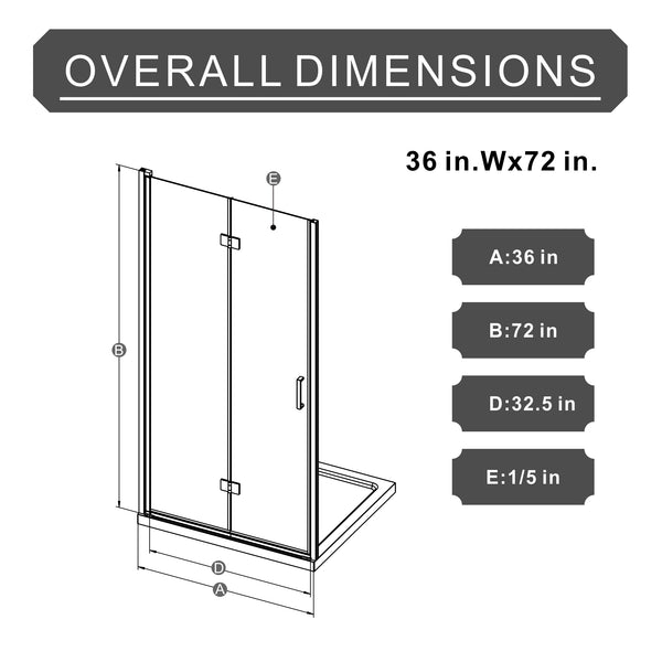 English Elm Goodyo Bifold Frameless Tempered Glass Shower Door Pivot Swing Panel Adjustable Width Chrome D163147915
