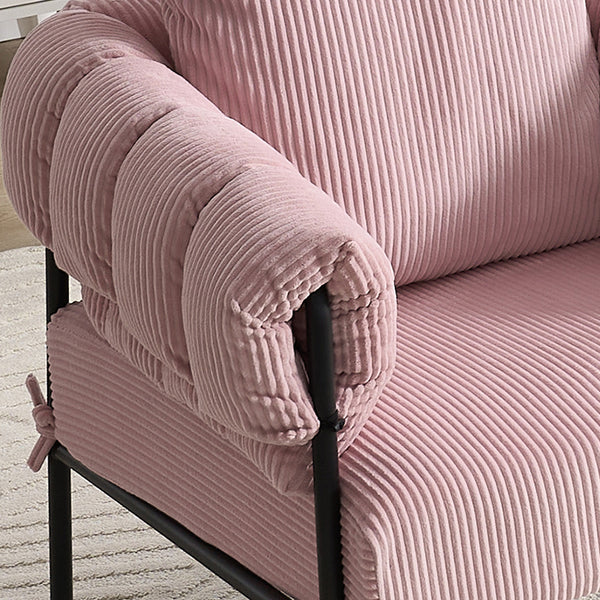English Elm TS Modern decorative chair with plush teddy fleece upholstery and gold metal legs for luxe comfort and style Light Pink W2311P308066