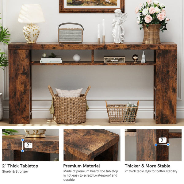 English Elm Xgz-stdcj-fugu-zbb Entryway Console with Five Shelves and Built-in Charging Outlets W1550P330057