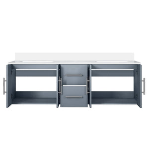 English Elm Dark Grey 60" Double Bath Vanity with Cultured Marble Top, Solid Wood, Soft-Close Drawers, Storage B2731P258671