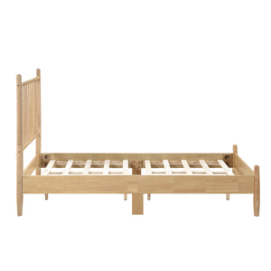English Elm Mid-century Twin Platform Bed Natural Wood Vertical Slat Headboard Bedroom Frame B011P437952