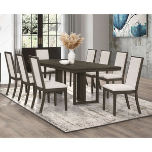 English Elm Glenmoor 9-Piece Transitional Dining Table Set With Beige Upholstery & Dark Grey Wood Finish B062S01230