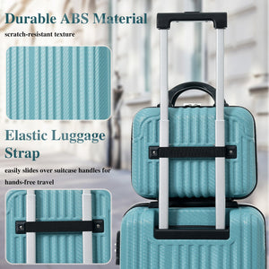 English Elm 6-piece Hardshell Abs Luggage Set with Spinner Wheels Tsa Lock and Scratch Resistant Shell Ice Blue N730P354689C
