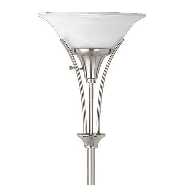 English Elm Jessa Brushed Steel Frosted Torchiere Floor Lamp - Sleek Fingerprint-Resistant Metal, Warm Diffused Glow B062P328634