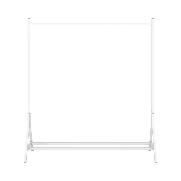 English Elm Garment Industrial Vintage Freestanding Clothing Rack with Shoe Shelf, Adjustable Feet, Heavy Duty Finish White W840P201093