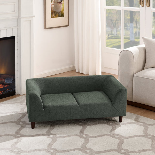 English Elm Pet Sofa with Linen Upholstery Rubberwood Frame Modern Dog Couch for Living Room W487P416732
