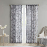 Madison Park Simone Transitional Printed Floral Rod Pocket and Back Tab Voile Sheer Curtain MP40-6617 Grey