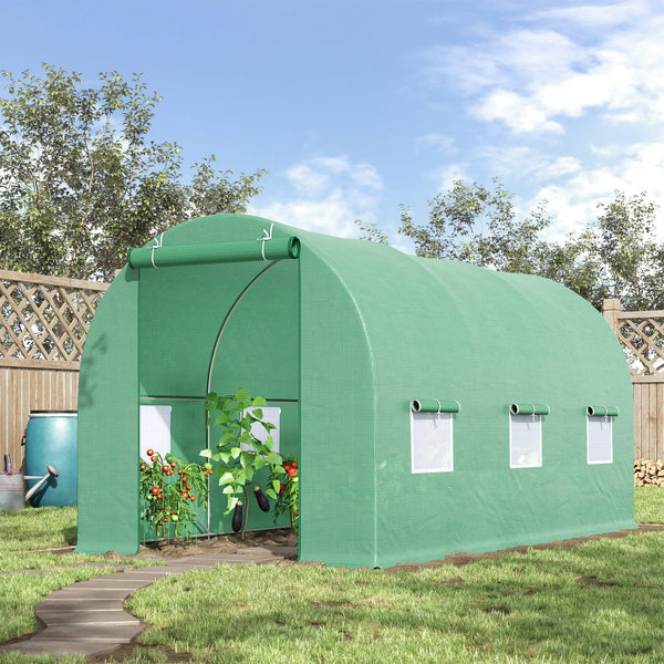 English Elm Outsunny Walk-in Tunnel Greenhouse with Galvanized Frame and Six Mesh Vent Windows W2225P200621
