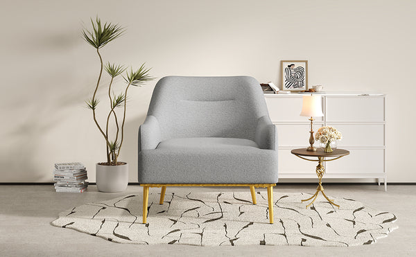 English Elm Modern Chenille Armchair with Curved Back Gold Legs Plush Accent Seat for Any Room Grey N763P360684E