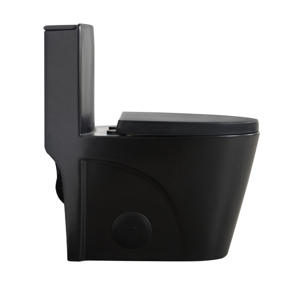 English Elm One-piece Elongated Porcelain Toilet Dual Flush Ada Comfort Height Soft Close Seat Black W1920P420642