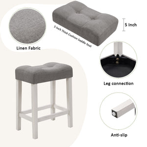 English Elm 4 Rustic Bar Table Set with Built-In Power, USB & Type-C, Water-Resistant Wood Grain Top, 59" L x 35.5" H Grey+White W1998P324488