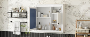 English Elm 32'' Modern Medicine Cabinet with Mirror, Wall-Mounted 3-Shelf Bathroom Storage, White MDF Finish N710P252505K