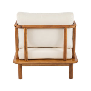 English Elm Canape Solid Acacia Wood Outdoor Conversation Set Sculptural Teak Finish Patio Seating N773OC00090T