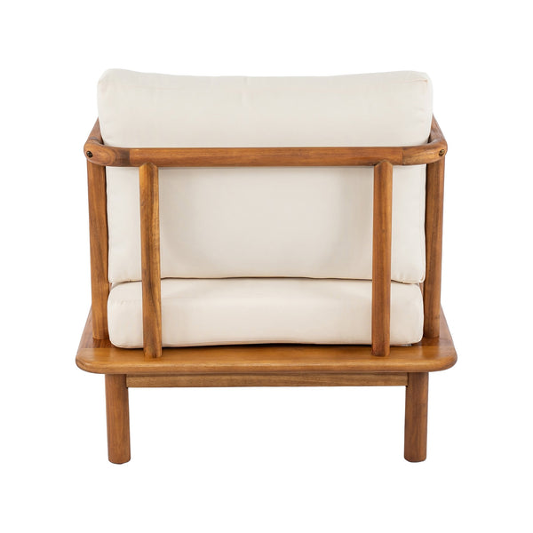 English Elm Canape Solid Acacia Wood Outdoor Conversation Set Sculptural Teak Finish Patio Seating N773OC00090T