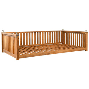 English Elm TOPMAX Acacia Patio Swing Bed Twin Size Teak – Weather‑Resistant Wooden Porch Swing, 350 lb Capacity N717P214425D