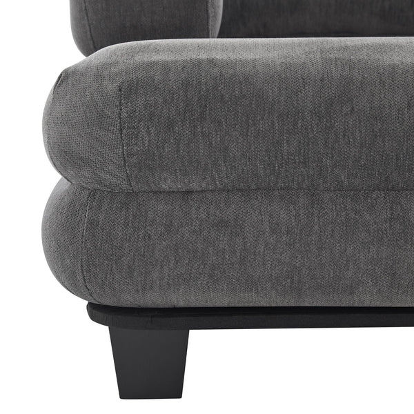 English Elm Oversized Chenille Chaise Lounge Deep Seat Sculptural Armrests Modern Living Room Retreat Grey N763P326441E
