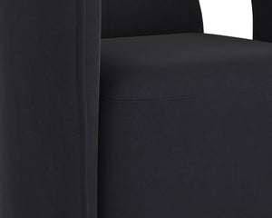Sunpan Kendrick Wheeled Dining Armchair - Futuristic Design with Comfortable Seating and Cut-Out Armrests Abbington Black