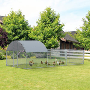 English Elm Pawhut Walk in Galvanized Metal Chicken Run Dome Enclosure Outdoor Yard Hen Coop W2225P217058