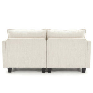 English Elm Modern Chenille Upholstered Loveseat with Usb Ports and Pockets for Compact Living Beige White W2519P486071