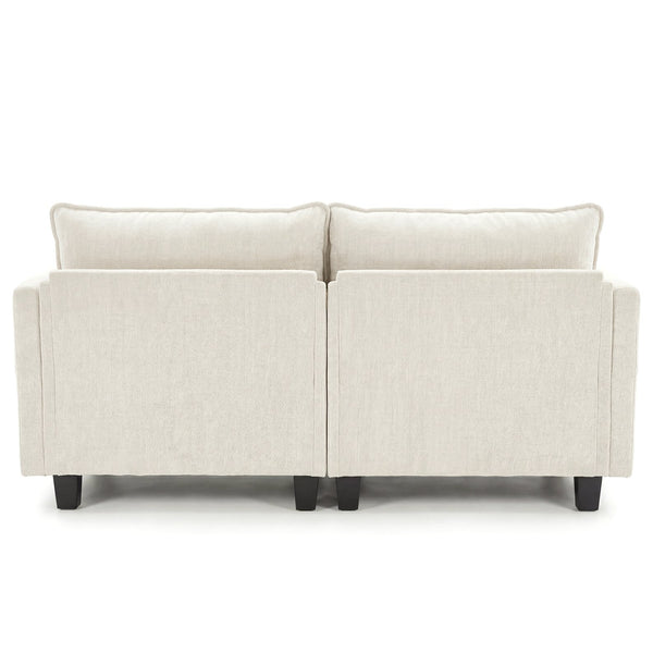 English Elm Modern Chenille Upholstered Loveseat with Usb Ports and Pockets for Compact Living Beige White W2519P486071