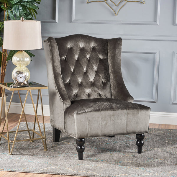 English Elm Toddman Wingback Club Chair Tufted Diamond Stitching Birch Legs Reading Nook Accent 55038.00NVLT