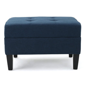 English Elm Christopher Knight Home® - OTTOMAN Navy Blue Fabric Accent Ottoman — Compact 28.25"W x23"D Modern Upholstered Footrest & Extra Seat 57649.00DBL