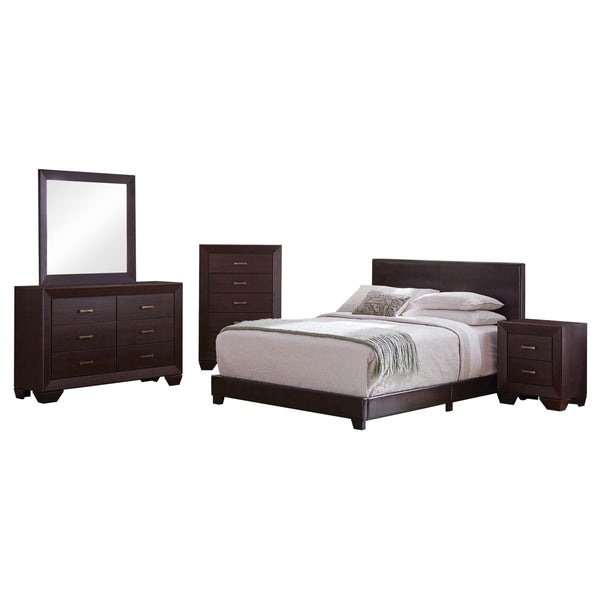 English Elm Warwick Twin Bedroom Set with Leatherette Upholstered Bed and Coordinated Storage Pieces B062S00752
