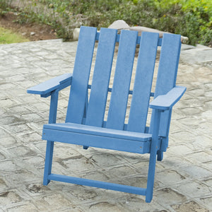 English Elm Shoreline Recycled Hdpe Folding Adirondack Chair Fully Assembled Modern Patio Seating Blue B2745P409684