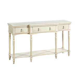 English Elm [video] Solid Pine Console Table Ornate Carved Legs Copper Hardware Soft-close Drawers White N759P433566K