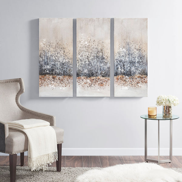 JLA Home Madison Park - Hand Embellished Modern 3-Piece Canvas Art Set with Textured Rock, Stone & Glitter Accents, 15x35 each MP95C-0172