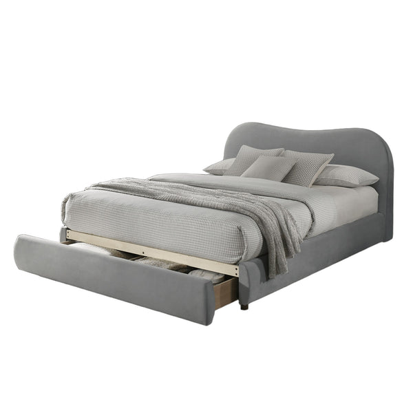 English Elm Light Twin Daybed with Molded Panels and Turned Finials, Solid Wood Transitional Design, Mattress Ready Light Gray 40 L x 21 W x 15 H B2741S00719