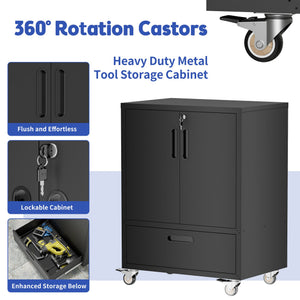 English Elm Tool Cabinet on Wheels Heavy Duty Steel Garage Workshop Organizer with Locking Casters T2398P407327