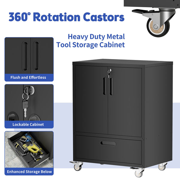 English Elm Tool Cabinet on Wheels Heavy Duty Steel Garage Workshop Organizer with Locking Casters T2398P407327