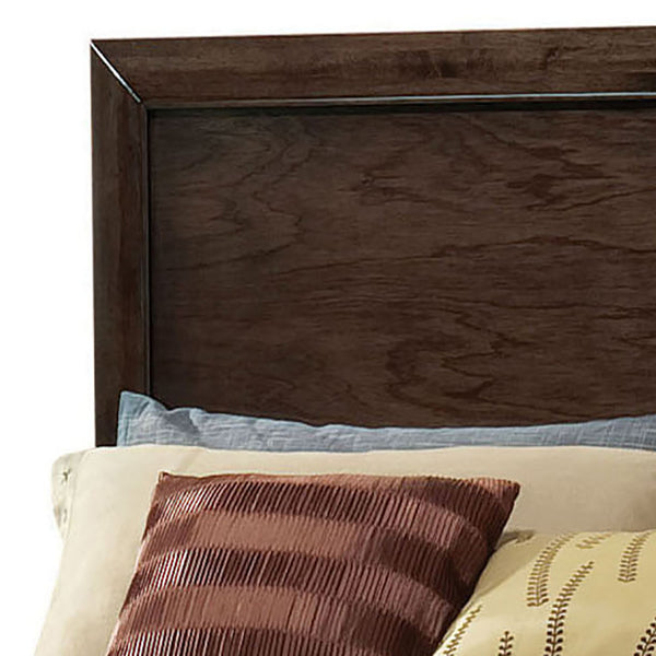 English Elm Espresso Classic Panel Bed with Rectangular Headboard, Raised Molding Trim, Tapered Wood Legs, Box Spring Ready B062S00476