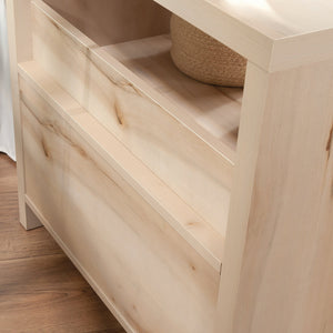 English Elm Night Stand - Sleek Brown Finish With Unique Wave Pattern, Ample Storage & Versatile Design Options B356P367917