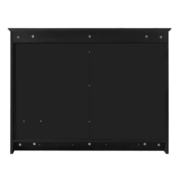 English Elm 36 Inch Wall Mounted Medicine Cabinet with HD Mirror, Adjustable Shelves, Towel Hooks, Modern Style Black N710P254924B