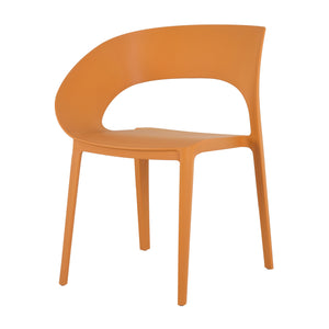 English Elm Summer Polypropylene Round Dining Set Stackable Chairs Uv Resistant Indoor Outdoor Patio Tropical Orange,White W3450S00027