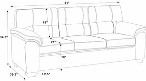 English Elm Vintage Tufted Leather Three Seat Sofa with Rolled Arms for Classic Living Rooms B343S00045