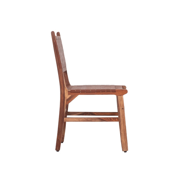 English Elm Wooden Classic Leather Woven Dining Chairs Set of 2 — Sturdy Wooden Frame, Comfortable Stylish Seats B2741P329230