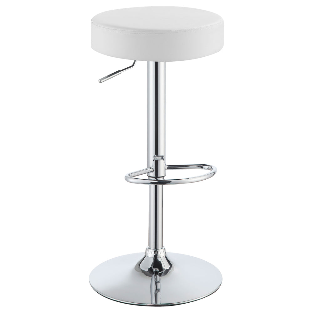 English Elm Ramses Adjustable Chrome Base White Backless Bar Stool — Sleek Leatherette Seat, Space-Saving Comfort B062P344918