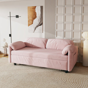 English Elm Sofa 54" Velvet Convertible Sofa Bed - Pink/Blue/Black, Compact 2-Seater with Retractable Bed, 500lb Support W3371P302141