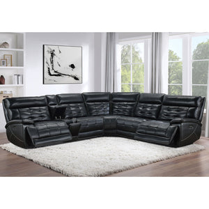 English Elm Hayden Top-grain Leather Power Reclining Sectional with Usb Charging Console B062S01732