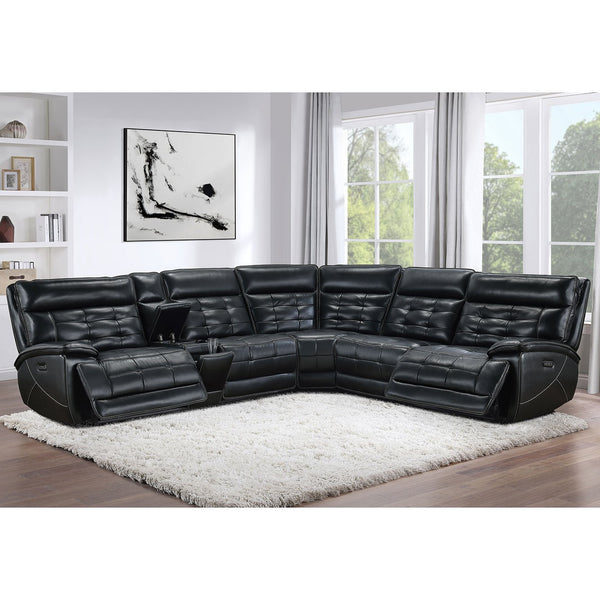 English Elm Hayden Top-grain Leather Power Reclining Sectional with Usb Charging Console B062S01732
