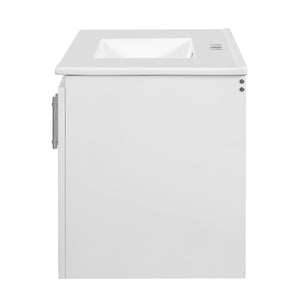 English Elm 36'' Wall Mounted Bathroom Vanity with Ceramic Sink, Solid Wood & MDF Floating Cabinet with Drawers White N710P293299K