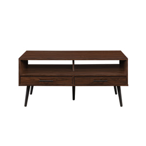 English Elm Walker Edison - Contemporary 2-Drawer Low Coffee Table – Dark Walnut