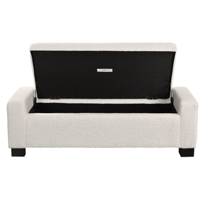 English Elm 50" Upholstered Storage Bench Textured Fabric Hinged Lid Birch Legs Bedroom Entryway N767P397108B