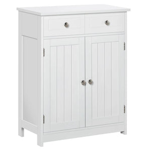 English Elm Foyer Beadboard Floor Cabinet with Drawers White Farmhouse Storage for Entryway Bath T3971P466212