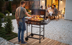 English Elm 4 Burner Propane Gas Grill with Cast Iron Grates Side and 42000 Btu Outdoor Power W1820P341742
