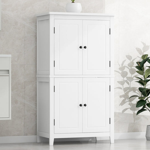 English Elm Elegant Bathroom Floor Storage Cabinet with 4 Doors, Adjustable Shelves, Anti-Tip Design, 28"L x 15"W White N725P188461K