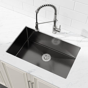 English Elm Stainless Handmade Matte Black Undermount Kitchen Sink 304 Grade Deep Single Bowl T3177P286045